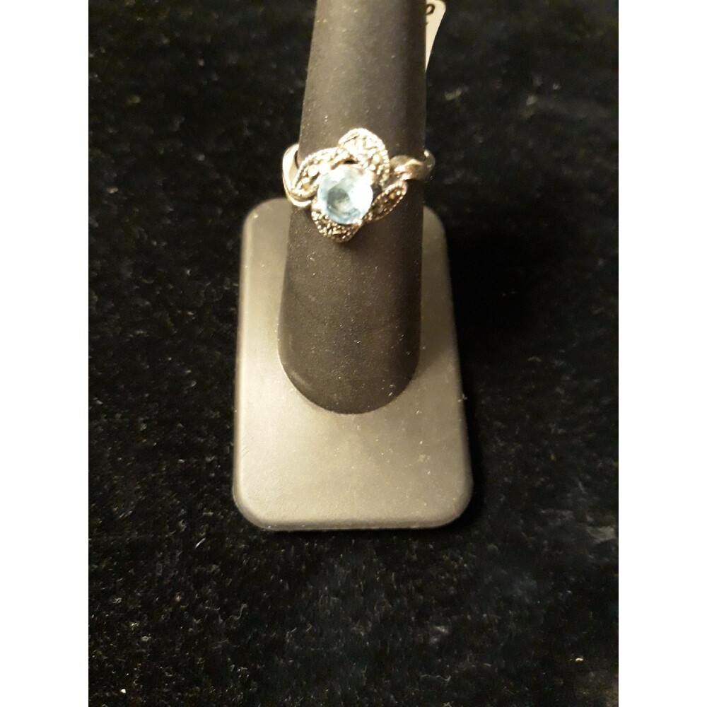 sterling silver Aqua CZ Ring Sz6